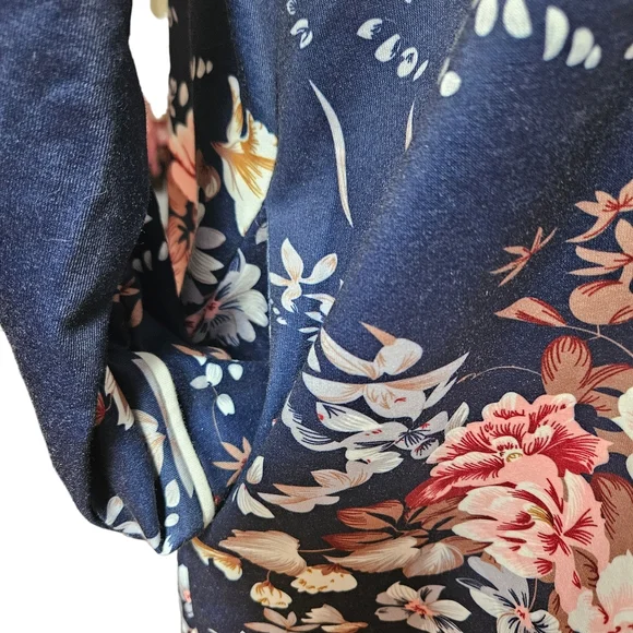 Ekouaer Womens Long Robe L Full Zip Pockets Blue Spring Floral Modest High neck